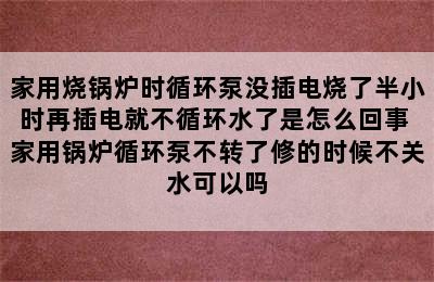 家用烧锅炉时循环泵没插电烧了半小时再插电就不循环水了是怎么回事 家用锅炉循环泵不转了修的时候不关水可以吗